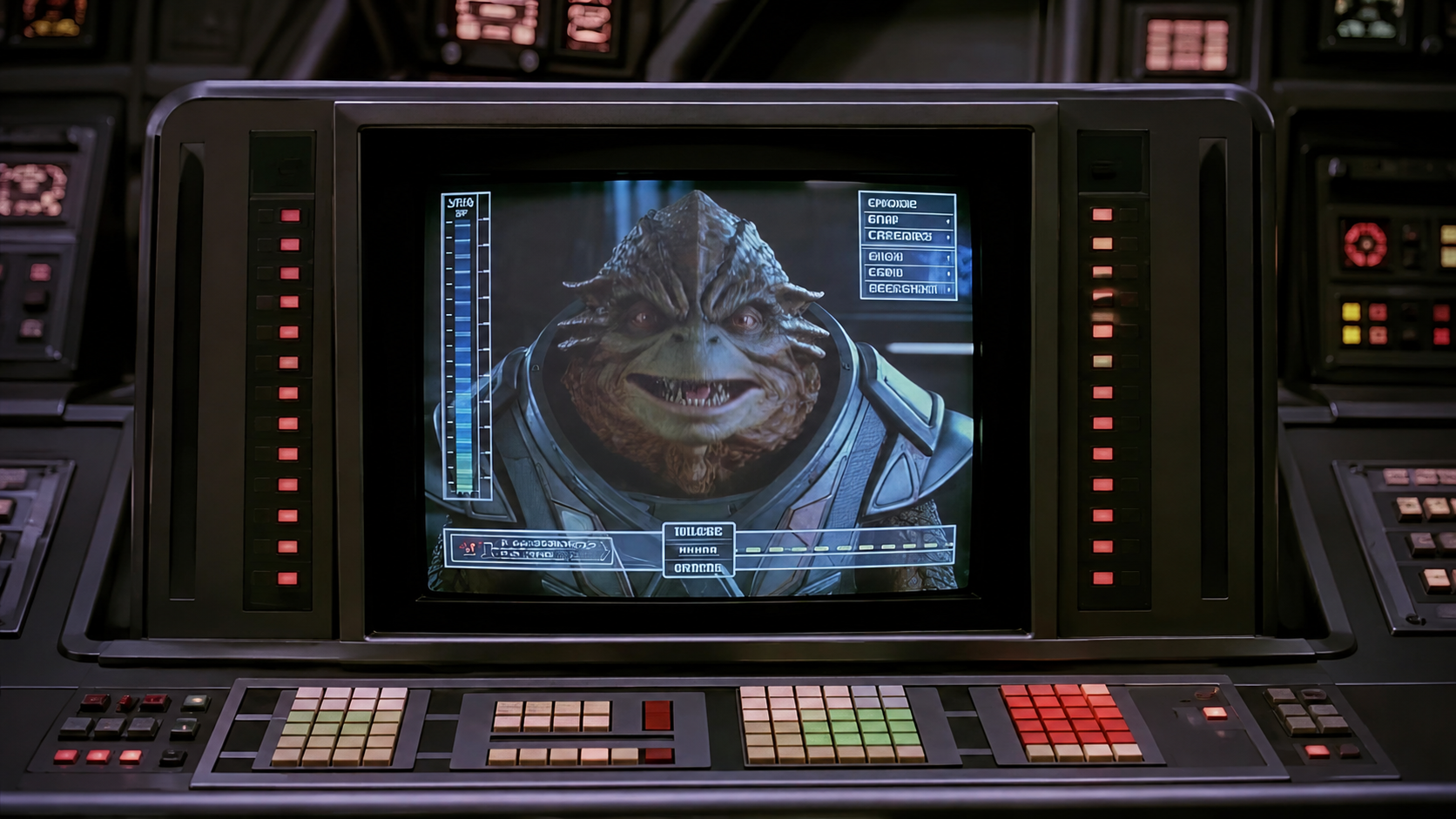 Mogar appears on a starship communications monitor